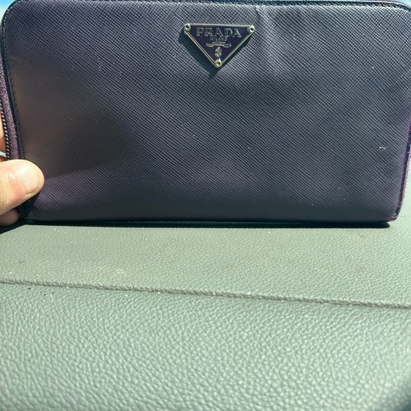 Prada Violet Saffiano Leather Wallet zipper needs replacing REHAB! - Picture 1 of 8